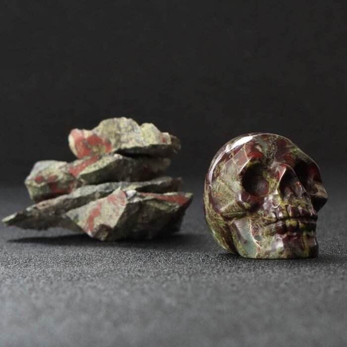 Artistone 2.0" Dragon Blood Stone Halloween Crystal Skull Decor Figurine Crystal... - Image 4