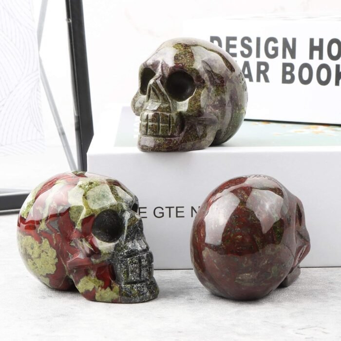 Artistone 2.0" Dragon Blood Stone Halloween Crystal Skull Decor Figurine Crystal... - Image 7