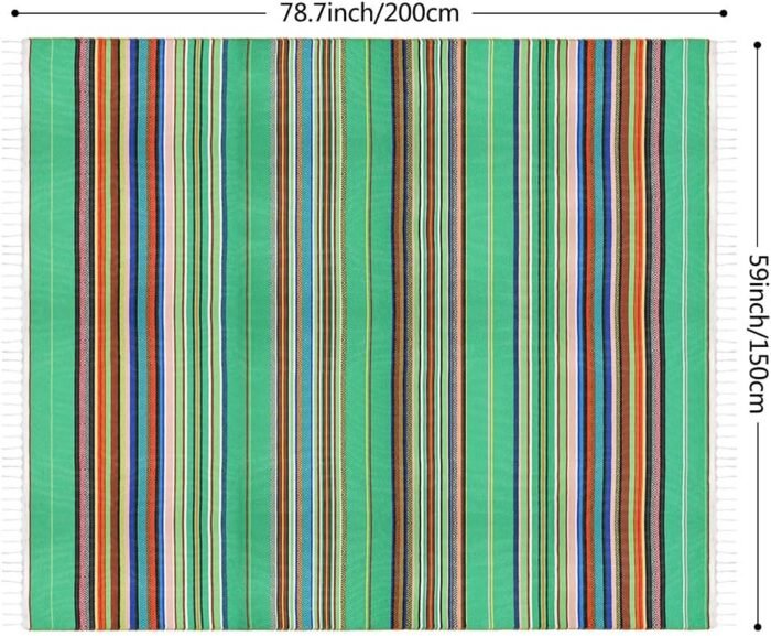 84 x 59 Inch Serape Bay Window Blanket & Tablecloth, Multipurpose Tatami Bed Cov... - Image 4