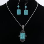 YAZILIND Ethnic Style Necklace Earrings Geometric Shape Color Resin Necklace Ear... - Image 3