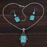 YAZILIND Ethnic Style Necklace Earrings Geometric Shape Color Resin Necklace Ear... - Image 4