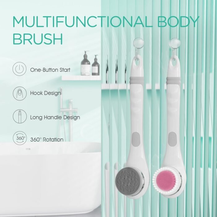 VOYOR Electric Body Brush Back Scrubber for Shower Rechargeable Exfoliating Bath... - Image 3
