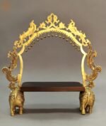 21" Kirtimukha Prabhavali On Two Elephants Stand | Brass Statue | Handmade | Mad... - Image 4