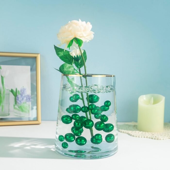 300Pcs Green Polished No Hole Faux Pearl Beads for Vase Filling Decorations, Pla... - Image 4