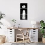 Artmyharbor Full Moon Phase Canvas Wall Art Vertical Black and White Picture Moo... - Image 5