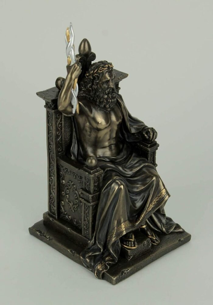 Veronese Design 8.1 Inch Zeus Holding Thunderbolt On Throne Greek Roman God Anti... - Image 3