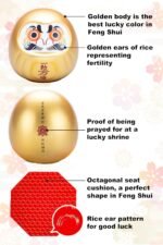 Golden Feng Shui Decor, Daruma Doll for Money Fortune and Prosperity, Blessed at... - Image 4