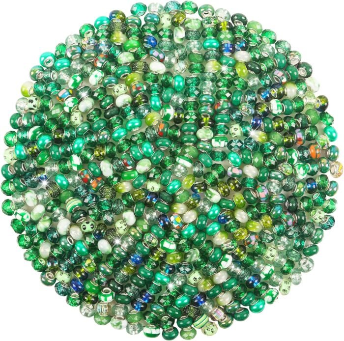Large Hole European Beads for Pens - 100 Pieces Dark Green Assorted Fairy Wand G... - Image 7