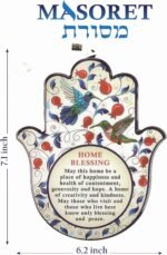 MASORET Epoxy Hamsa English Home Blessing 7.5" with Red Pomegranates Motif - Goo... - Image 3