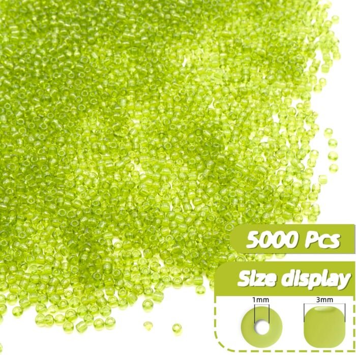 Light Green Glass Craft Beads, 8/0 Small Pony Bulk 5000 Pcs Loose Transparent 3m... - Image 3