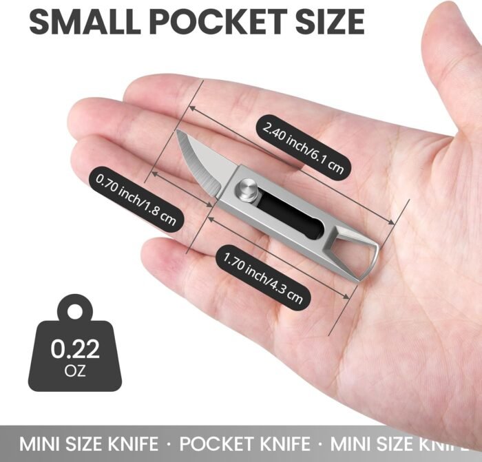Small Keychain Knife, 2pcs Mini Keychain Box Cutter, Tiny Pocket Knives with Sta... - Image 3