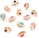 KISSITTY 60pcs/Box Printed Natural Cowrie Shell Beads No Hole Shell Embellishmen... - Image 7
