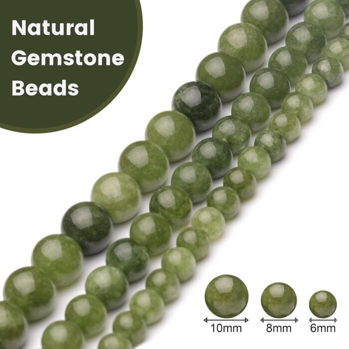 8mm Natural Stone Beads for Jewelry Making,Green Jade Polished Smooth Round Gems... - Image 5