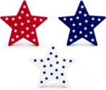 4th of July Table Decorations 3 PCS, Fourth of July Red White Blue Wooden Star D... - Image 5