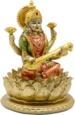 Hindu Goddess Saraswati Idol - 6.5" H Knowledge, Music, Arts Goddess Sarswati St... - Image 8