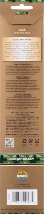 Sage- 20 STICK PACK - Extra Rich Incense by GONESH - Image 3