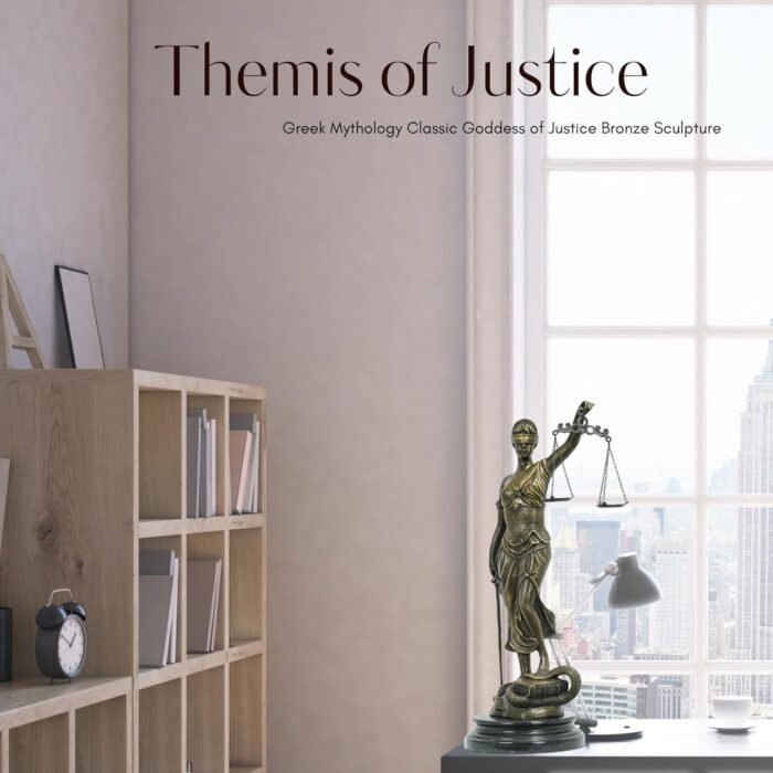 Blind Lady Justice Statue-Solid Bronze Themis Goddess of Justice Sculpture -Natu... - Image 7