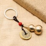 Feng Shui Coins with Brass Calabash Wu Lou Key Chain for Longevity Travel Safely... - Image 8