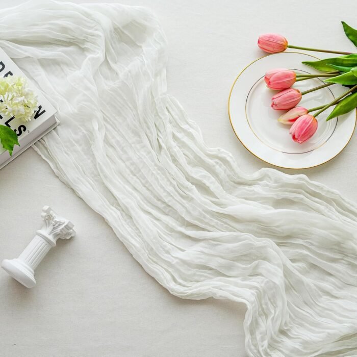 White Cream Cheesecloth Table Runner Decor 10ft Boho Gauze Rustic Spring Cheese ... - Image 3