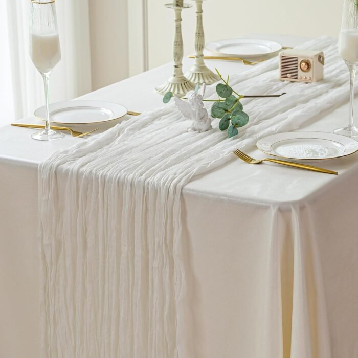 White Cream Cheesecloth Table Runner Decor 10ft Boho Gauze Rustic Spring Cheese ... - Image 5