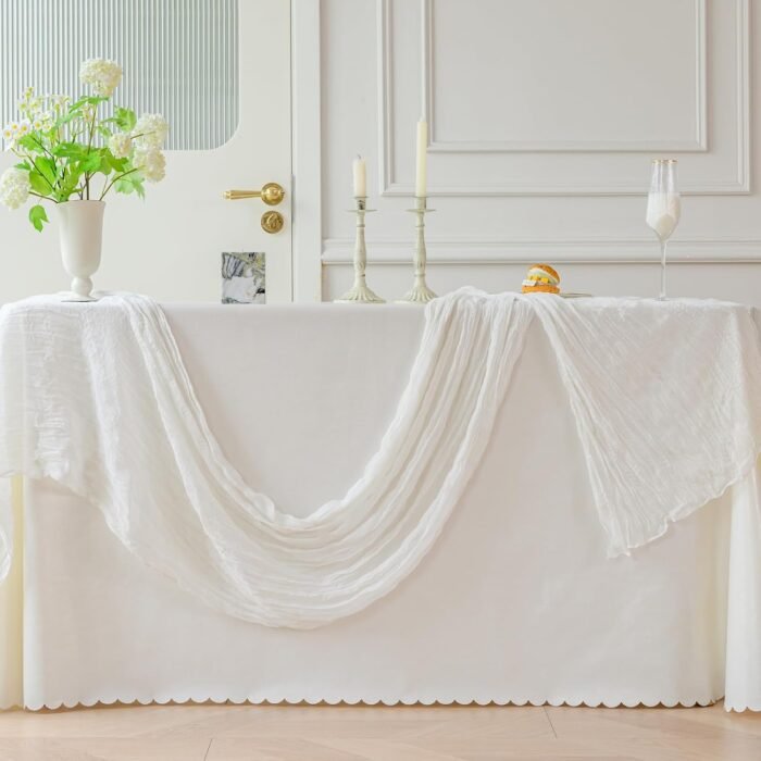 White Cream Cheesecloth Table Runner Decor 10ft Boho Gauze Rustic Spring Cheese ... - Image 7