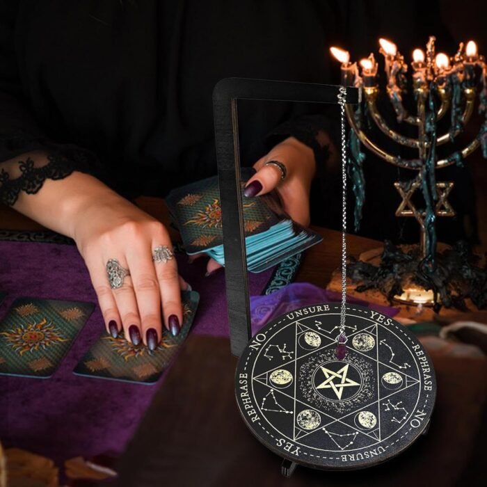 Pendulum Display Stand - Aesthetic Witchy Decor | Wooden Pendulum Altar Board | ... - Image 6