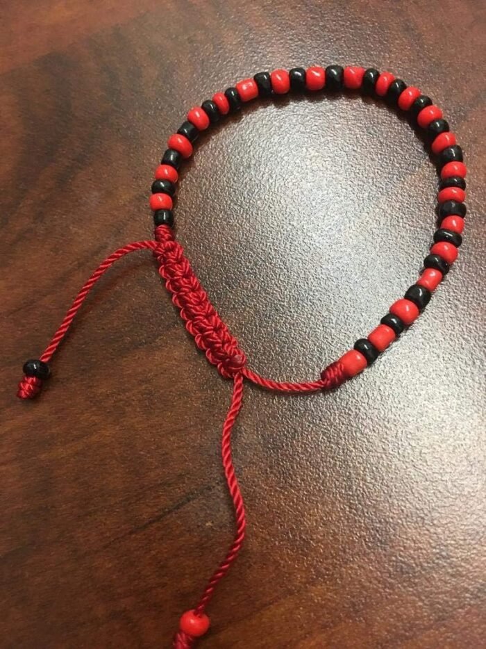 1pc 7" inch ELEGUA Eleggua [[ non stretchy ]] SANTERIA RED & BLACK Wrist BEAD BR... - Image 3