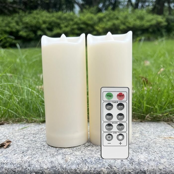 2 Pack LED Flameless Candles with Remote Battery Operated Outdoor LED Lights 2"x... - Image 2
