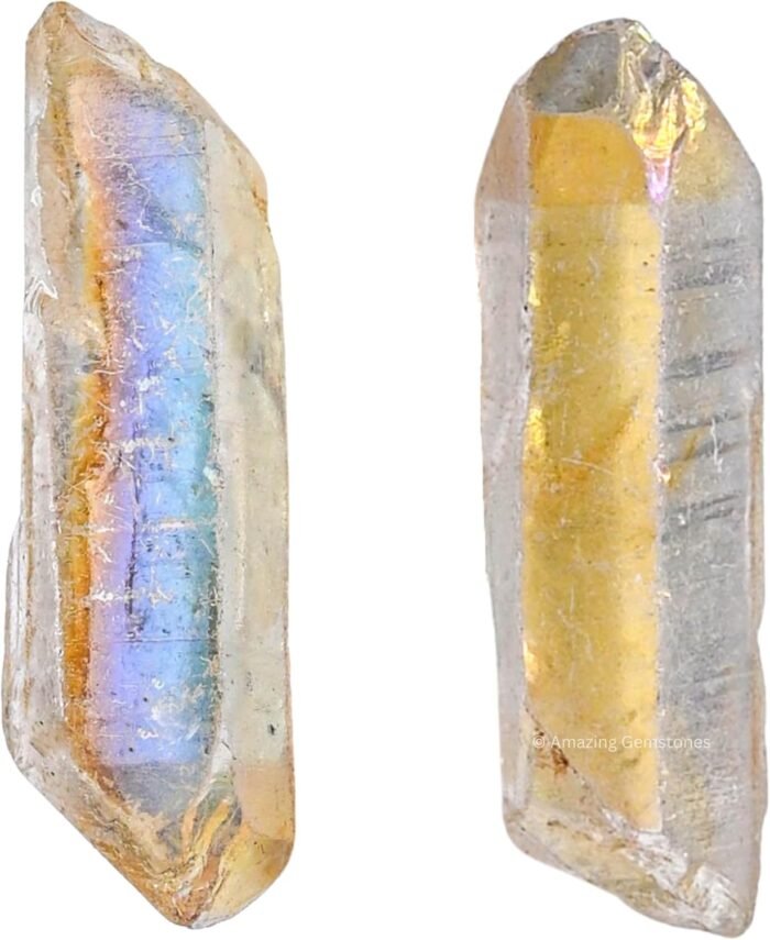 2 Pieces Angel Aura Quartz Raw Pencil Points Crystals and Healing Stones, Natura... - Image 2