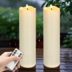 2pack 4"*14" Large Outdoors Flameless Candles Battery Operated with Remote & Tim... - Image 2