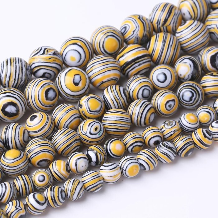 48PCS 8MM Yellow Malachite Beads Stone Beads Energy Healing Beads for DIY Jewelr... - Image 2