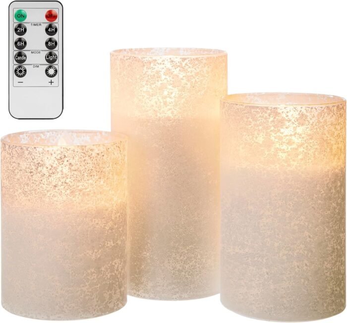 ANGELLOONG Glass Electric Candles Battery Operated, Flickering Flameless Candles... - Image 2