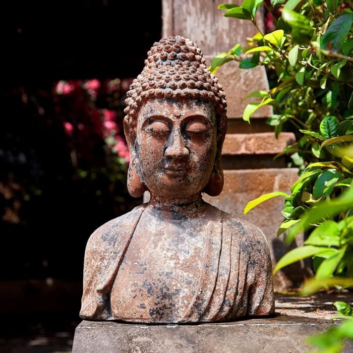 Buddha Statue for Home, Meditating Buddha Bust Statues, Rustic Spiritual Buddha ... - Image 2