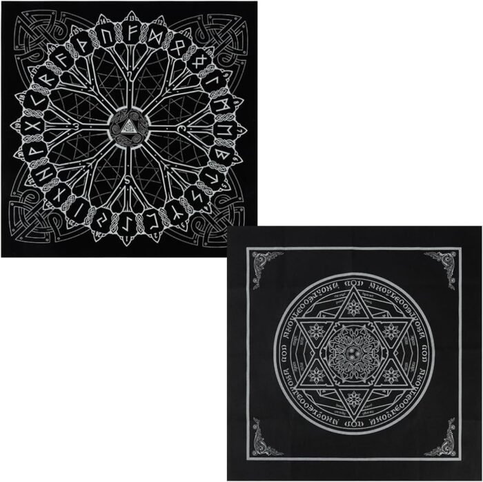 CREATCABIN 2Pcs Viking Runes Tarot Cloth Hexagram Altar Cloth Tarot Deck Spiritu... - Image 2