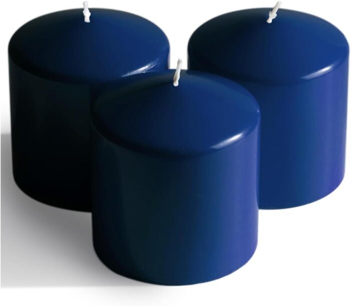 Candwax 3x3 Pillar Candles Set of 3 - Navy Blue Candles Pillar - 40-Hour Burn Ti... - Image 2