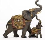 Dalax-Mama and Baby Elephants Statue Figurines Home Decor Trunk Facing Upwards L... - Image 2
