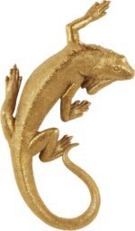 Deco 79 Polystone Lizard Textured Climbing Wall Decor, 17" x 10" x 5", Gold - Image 2