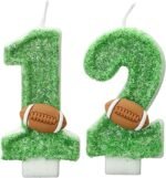 Football Birthday Number Candles for Cake Green Number 12 Candle Football Cake T... - Image 2