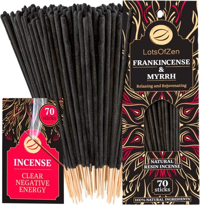 Frankincense and Myrrh Incense Sticks Smudge Kit (70 pcs) — 1-Hour Burning Spiri... - Image 2