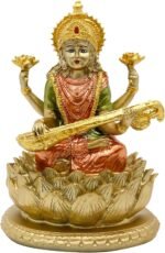 Hindu Goddess Saraswati Idol - 6.5" H Knowledge, Music, Arts Goddess Sarswati St... - Image 2