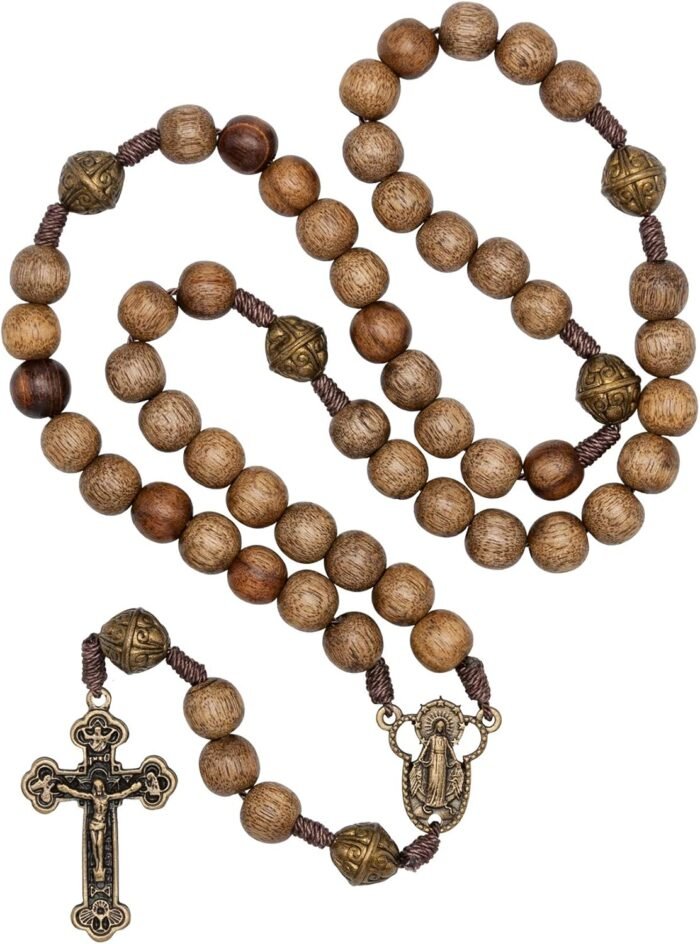 Intercession™ Our Father Sacred Handmade Solid Wood Rosary (Our Lady - Walnut) - Image 2
