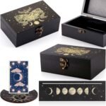 Juexica Tarot Card Holder Wooden Place Card Holder Stand Set Tarot Box Case Read... - Image 2