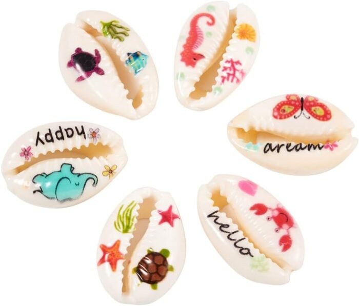 KISSITTY 60pcs/Box Printed Natural Cowrie Shell Beads No Hole Shell Embellishmen... - Image 2