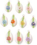 KitBeads 10Pcs Natural Cowrie Shell Charms 10 Colors Colorful Boho Seashell Char... - Image 2