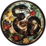 Lygond Metal Sign Tin Sign Circular Stained Glass Snake Gardening Sign for Gift ... - Image 2