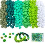 MIIIM 200pcs Silicone Lentil Beads Bulk for Keychain Making, 12mm Silicone Focal... - Image 2