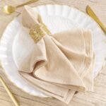 MLMW Linen Cloth Napkins Set of 6 Champagne Gold Summer Dinner Cotton Napkins Cl... - Image 2