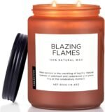 M&SENSE Blazing Flames Scented Candles with Log Fire - Patchouli & Cedarwood, La... - Image 2
