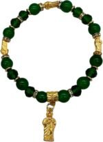 RBN Saint Jude Green Stone Bracelet Pulsera De San Judas Tadeo Prosperidad Prote... - Image 2