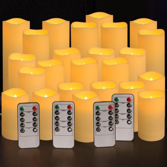 Set of 24 Waterproof Outdoor Flameless Candles, LED Candles with 4 Remote and Ti... - Image 2